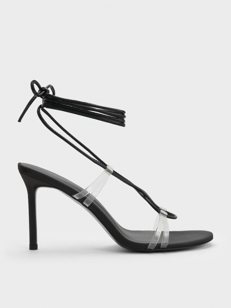 σανδαλια με τακουνι Charles And Keith Tie-Around μαυρα | 02734-BWCZ