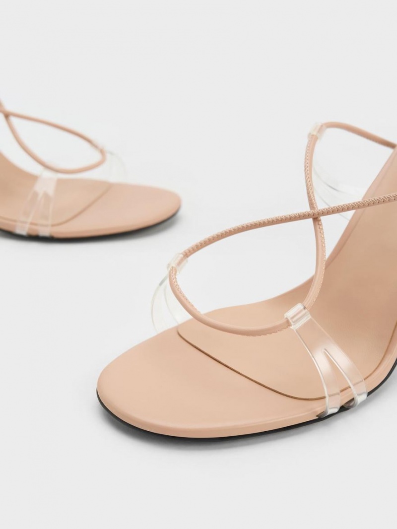 σανδαλια με τακουνι Charles And Keith Tie-Around Μπεζ | 65824-EGWP