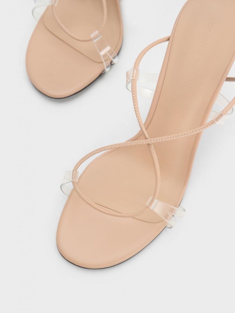 σανδαλια με τακουνι Charles And Keith Tie-Around Μπεζ | 65824-EGWP