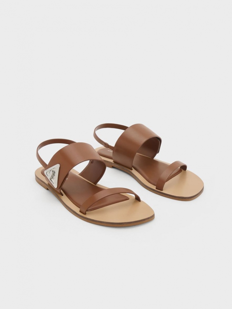 Σανδάλια Με Λουριά Charles And Keith Trice Double καφε | 09635-LGJB