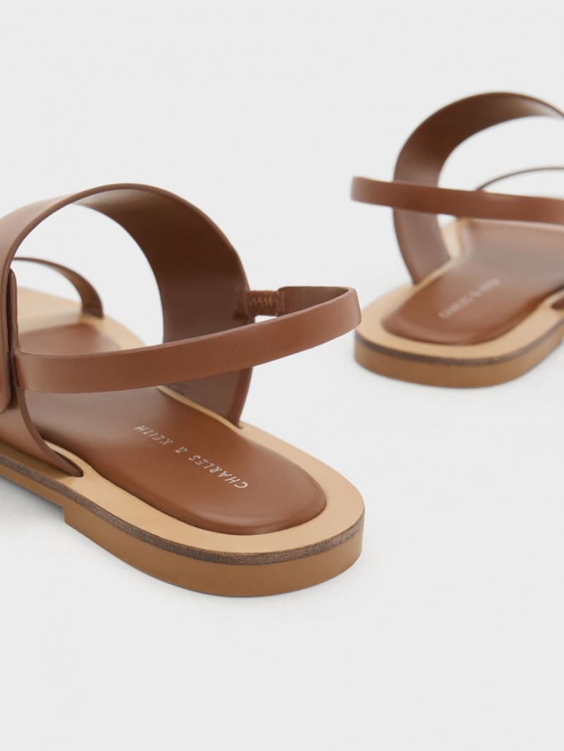 Σανδάλια Με Λουριά Charles And Keith Trice Double καφε | 09635-LGJB
