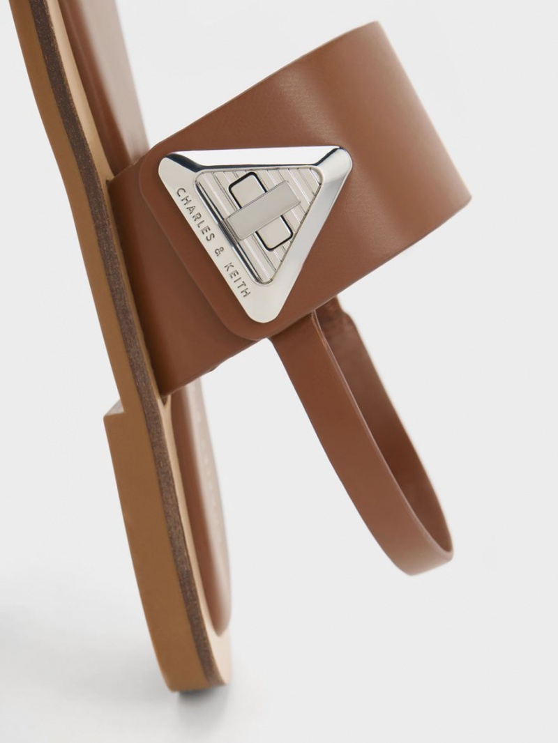 Σανδάλια Με Λουριά Charles And Keith Trice Double καφε | 09635-LGJB