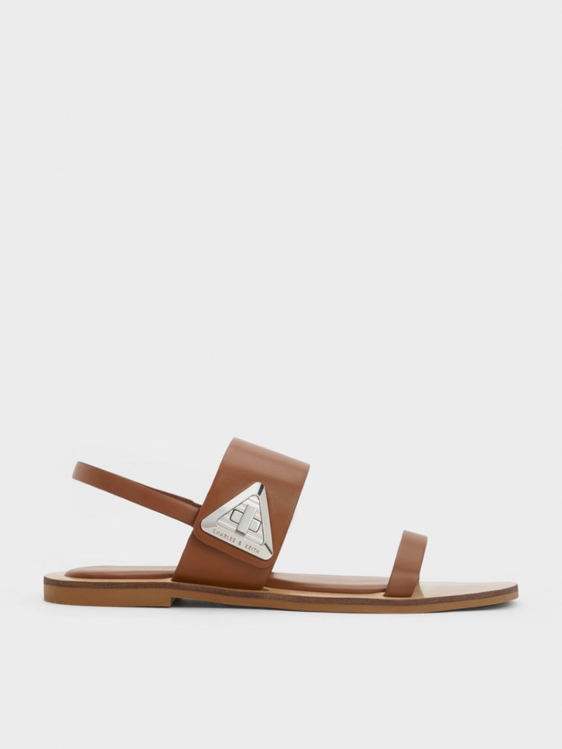 Σανδάλια Με Λουριά Charles And Keith Trice Double καφε | 09635-LGJB