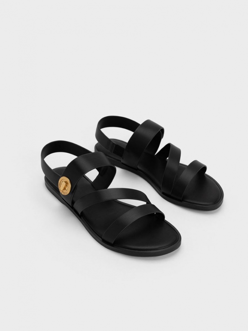 Σανδάλια Με Λουριά Charles And Keith Yara Asymmetric μαυρα | 92053-AOKX