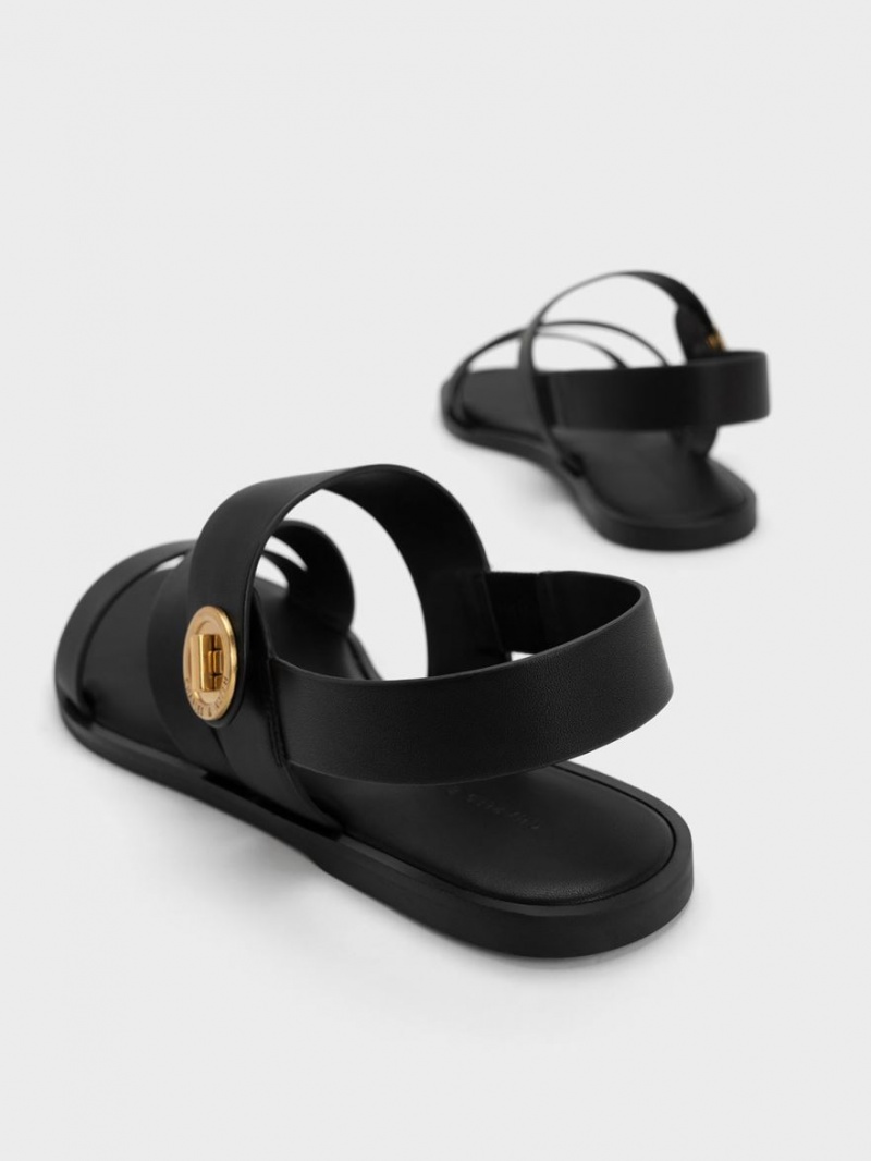 Σανδάλια Με Λουριά Charles And Keith Yara Asymmetric μαυρα | 92053-AOKX