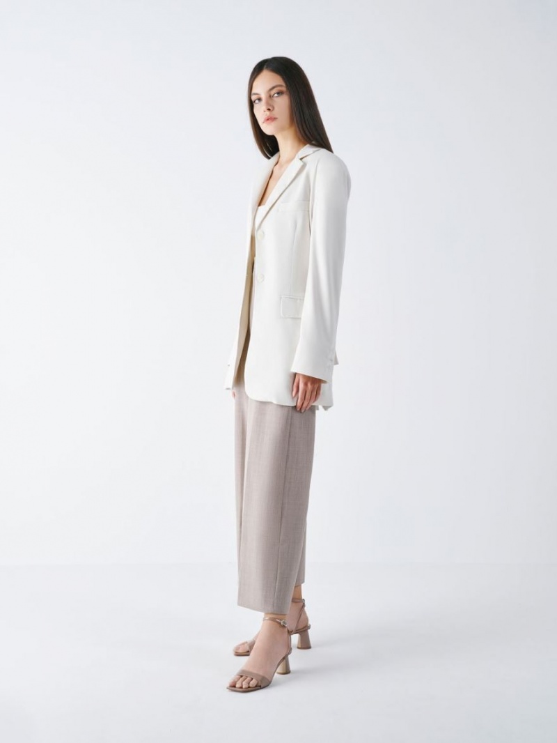 σανδαλια με τακουνι Charles And Keith λουστρινι Ankle-λουρακια Cylindrical Μπεζ | 21064-OUSL
