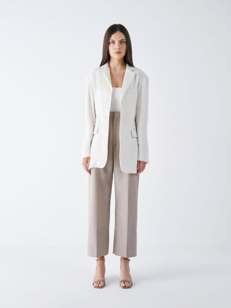 σανδαλια με τακουνι Charles And Keith λουστρινι Ankle-λουρακια Cylindrical Μπεζ | 21064-OUSL