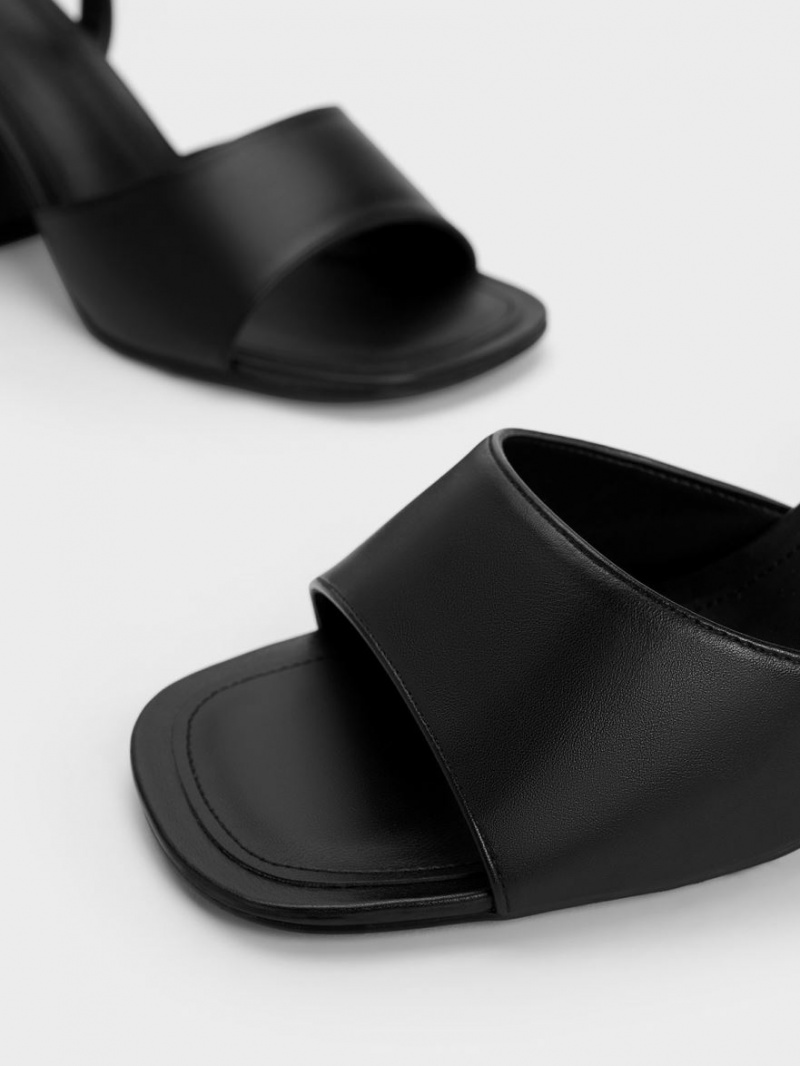 σανδαλια με τακουνι Charles And Keith Χοντρός Block μαυρα | 23976-ESLH