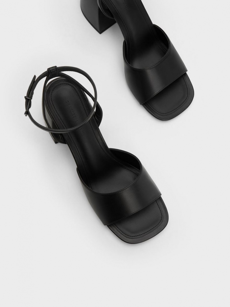 σανδαλια με τακουνι Charles And Keith Χοντρός Block μαυρα | 23976-ESLH