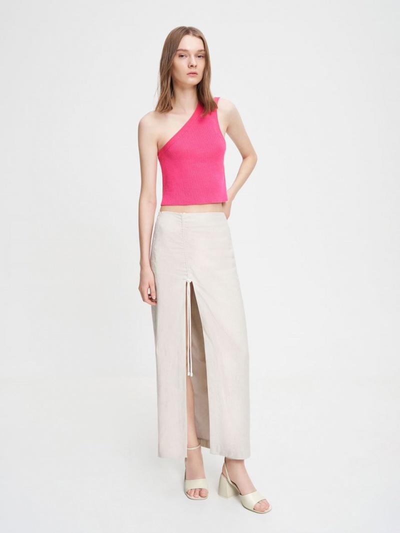 σανδαλια με τακουνι Charles And Keith Χοντρός Block ασπρα | 83729-LKXE