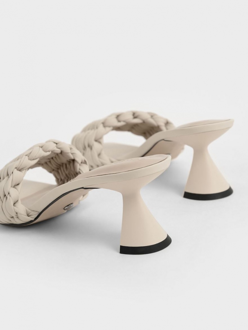 σανδαλια με τακουνι Charles And Keith Πλισέ Sculptural κρέμα | 16390-GILP
