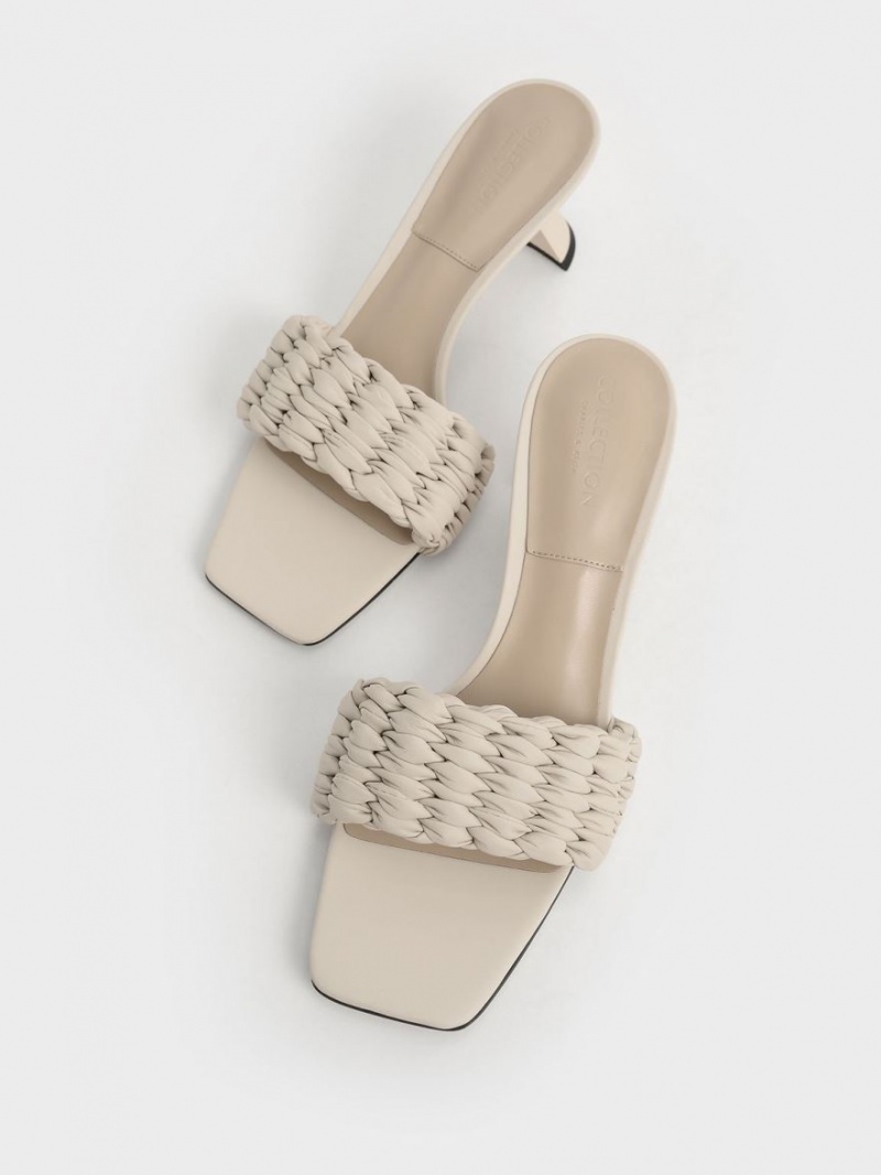σανδαλια με τακουνι Charles And Keith Πλισέ Sculptural κρέμα | 16390-GILP