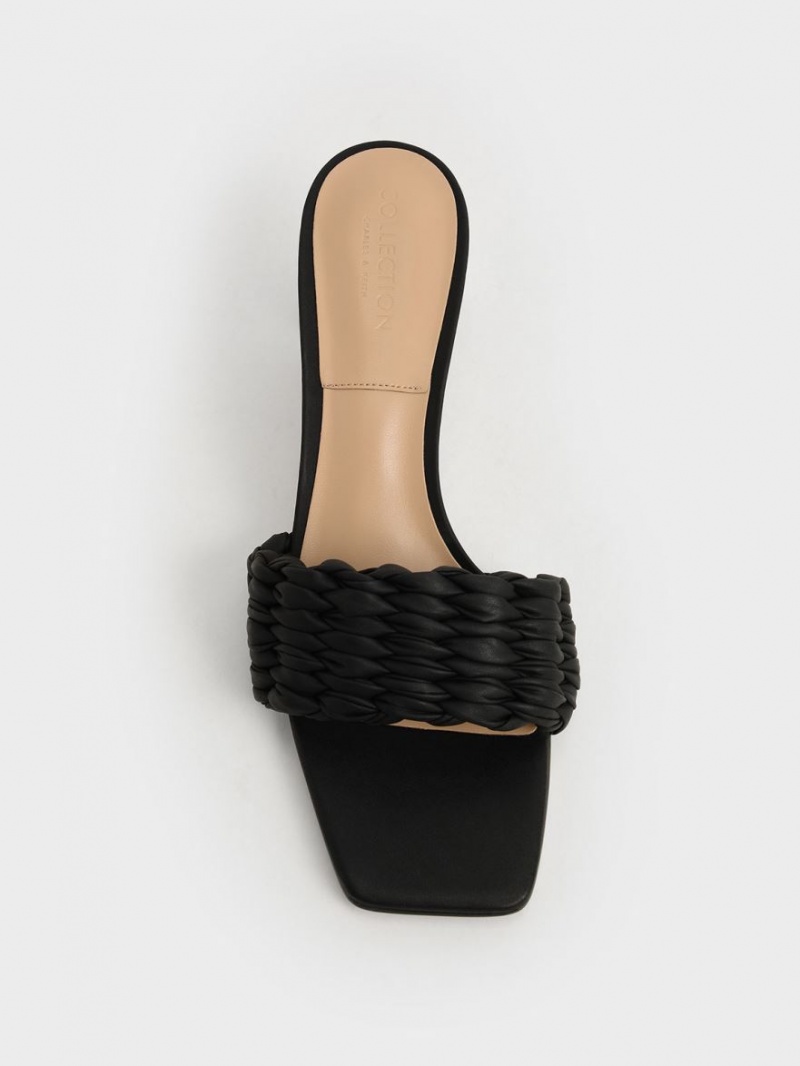 σανδαλια με τακουνι Charles And Keith Πλισέ Sculptural μαυρα | 54713-JUKB