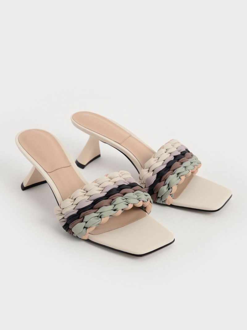 σανδαλια με τακουνι Charles And Keith Πλισέ Sculptural Πολύχρωμο | 81975-NRLB