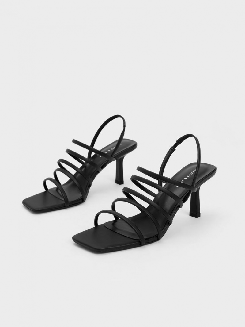 σανδαλια με τακουνι Charles And Keith strappy Blade μαυρα | 78963-CBZG