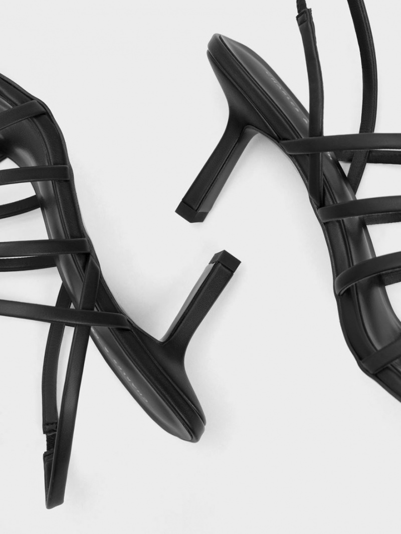 σανδαλια με τακουνι Charles And Keith strappy Blade μαυρα | 78963-CBZG