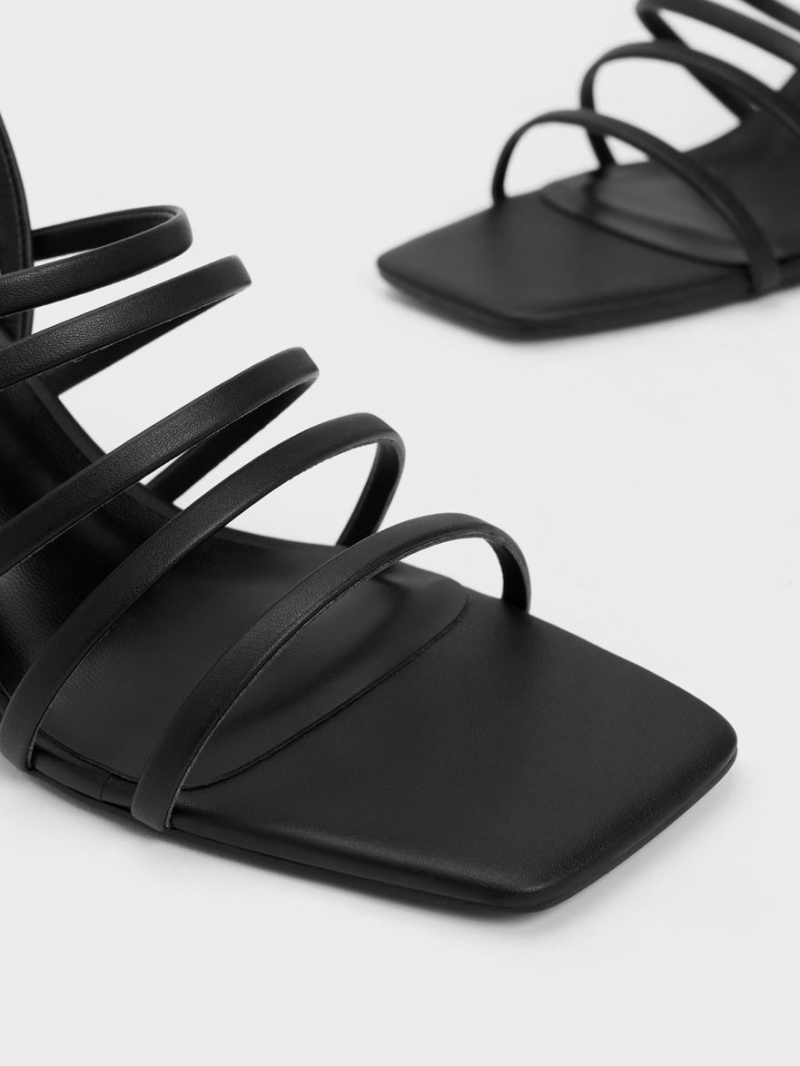 σανδαλια με τακουνι Charles And Keith strappy Blade μαυρα | 78963-CBZG