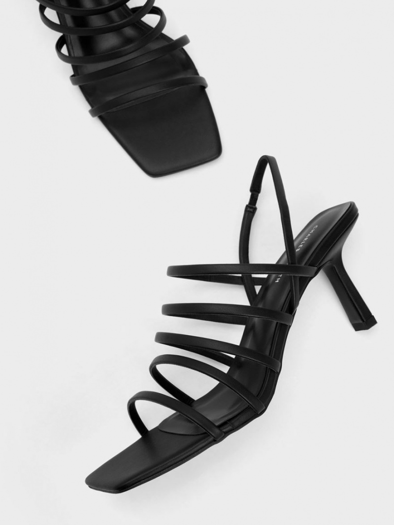 σανδαλια με τακουνι Charles And Keith strappy Blade μαυρα | 78963-CBZG