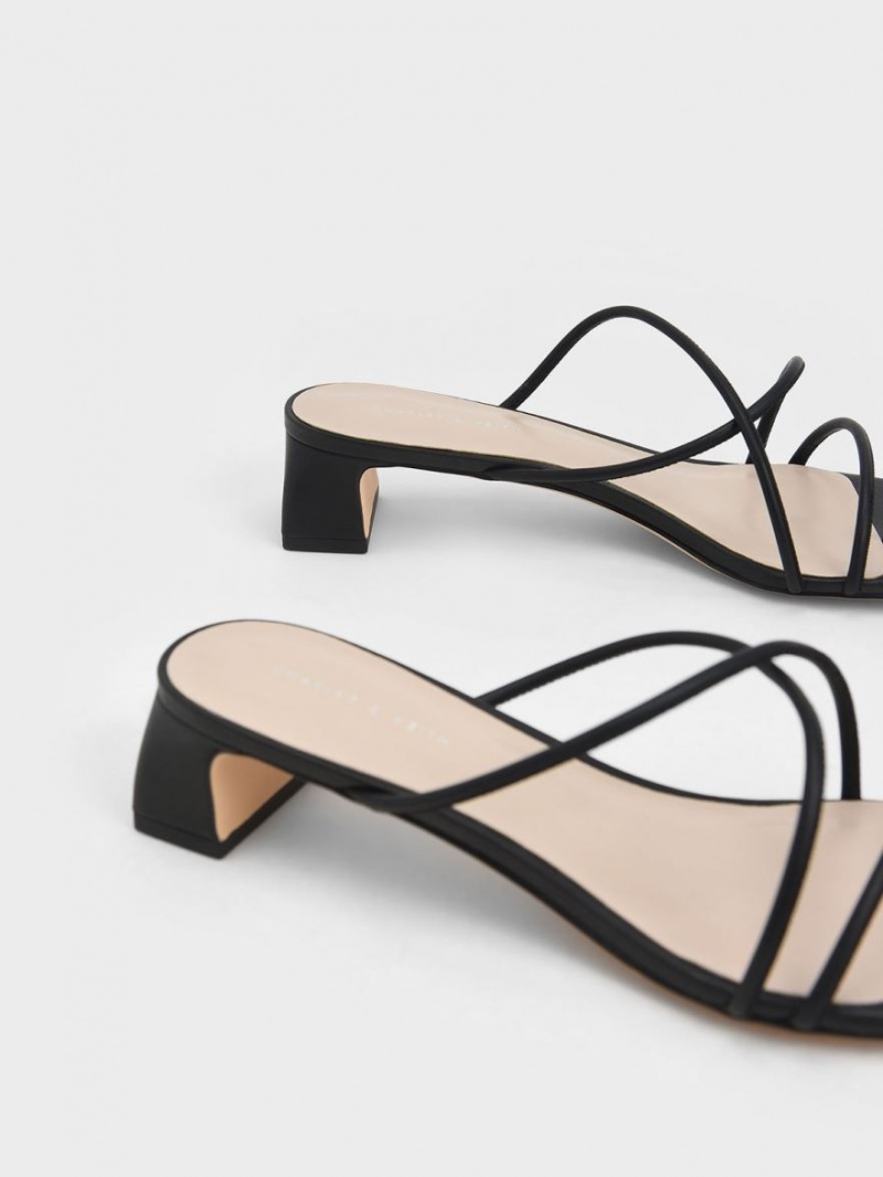 σανδαλια με τακουνι Charles And Keith strappy toe Ring μαυρα | 31926-TRWZ