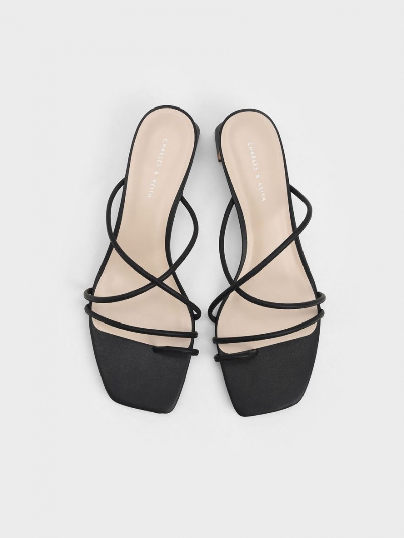 σανδαλια με τακουνι Charles And Keith strappy toe Ring μαυρα | 31926-TRWZ
