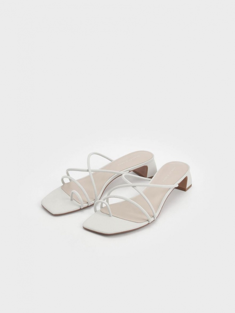 σανδαλια με τακουνι Charles And Keith strappy toe Ring ασπρα | 06498-QCRV
