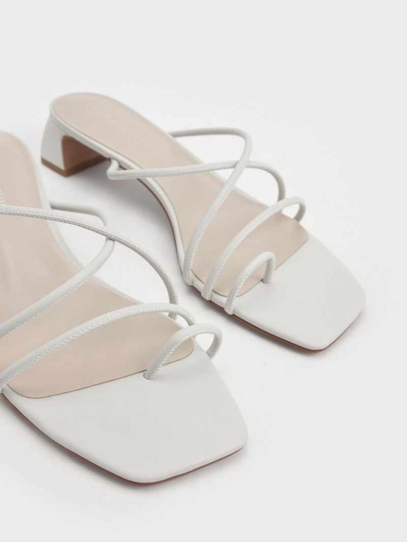 σανδαλια με τακουνι Charles And Keith strappy toe Ring ασπρα | 06498-QCRV