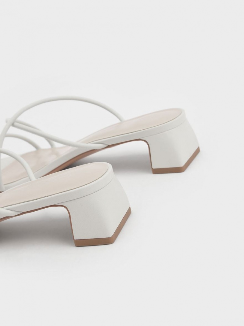 σανδαλια με τακουνι Charles And Keith strappy toe Ring ασπρα | 06498-QCRV