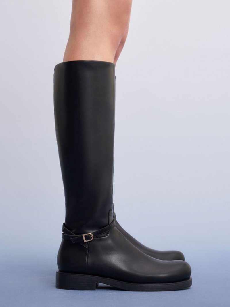 μποτεσ μεχρι το γονατο Charles And Keith Belted μαυρα | 64238-ZWOB