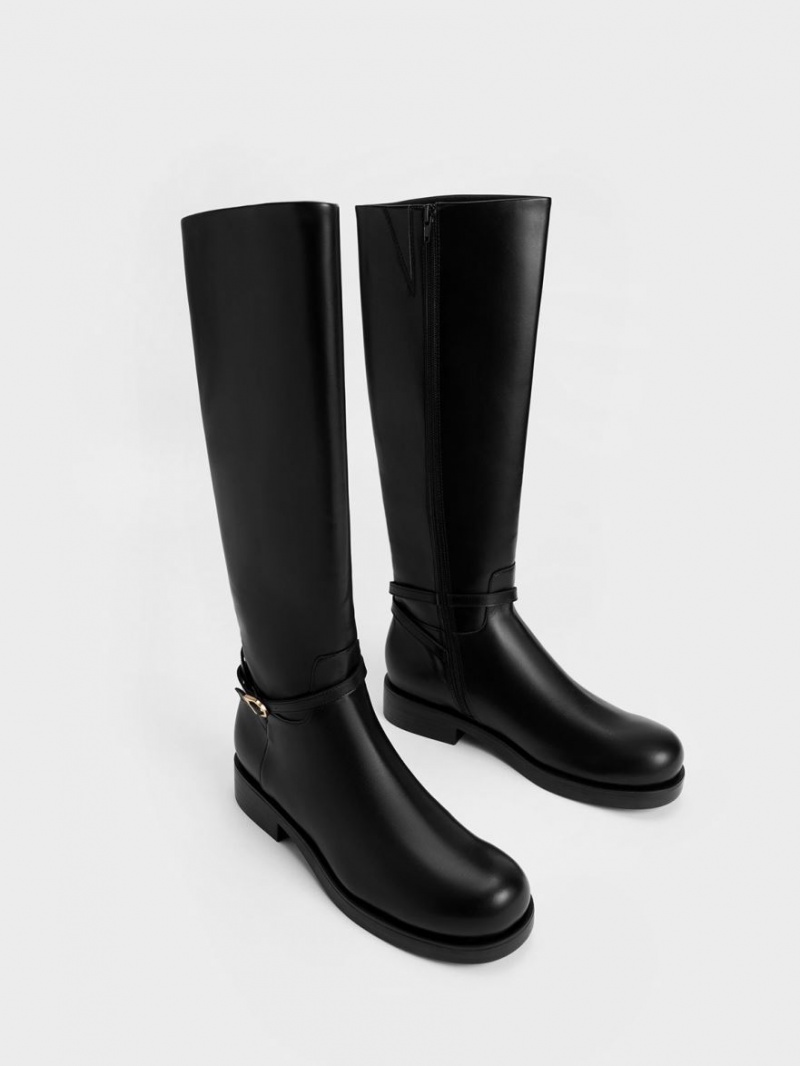 μποτεσ μεχρι το γονατο Charles And Keith Belted μαυρα | 64238-ZWOB