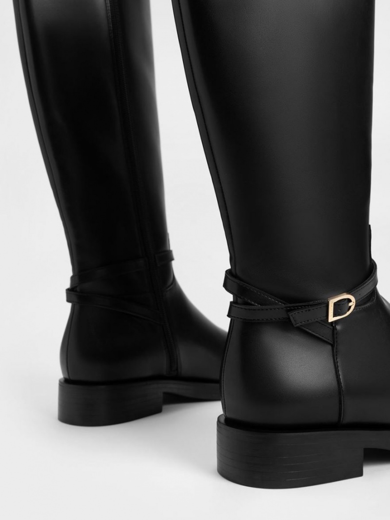 μποτεσ μεχρι το γονατο Charles And Keith Belted μαυρα | 64238-ZWOB