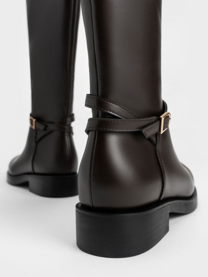 μποτεσ μεχρι το γονατο Charles And Keith Belted σκούρο καφε | 92845-IHAO