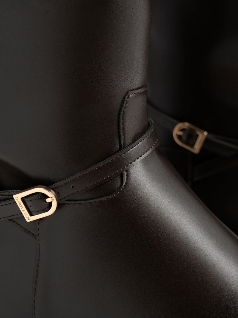 μποτεσ μεχρι το γονατο Charles And Keith Belted σκούρο καφε | 92845-IHAO