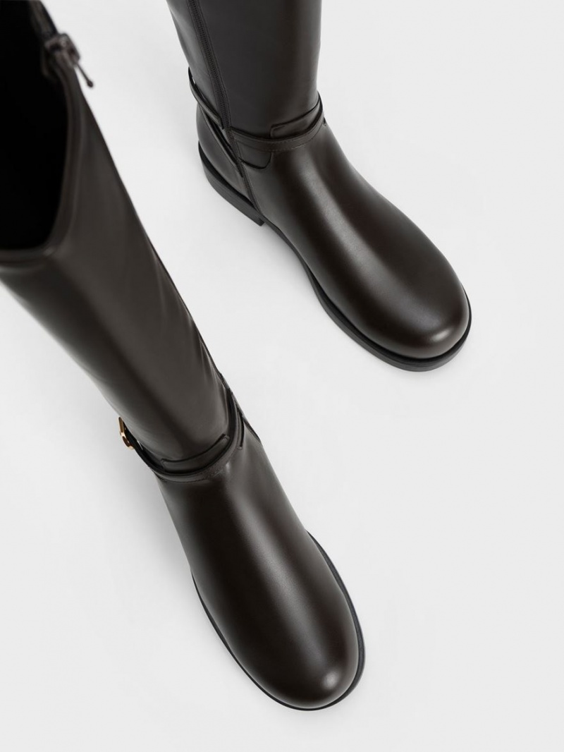 μποτεσ μεχρι το γονατο Charles And Keith Belted σκούρο καφε | 92845-IHAO