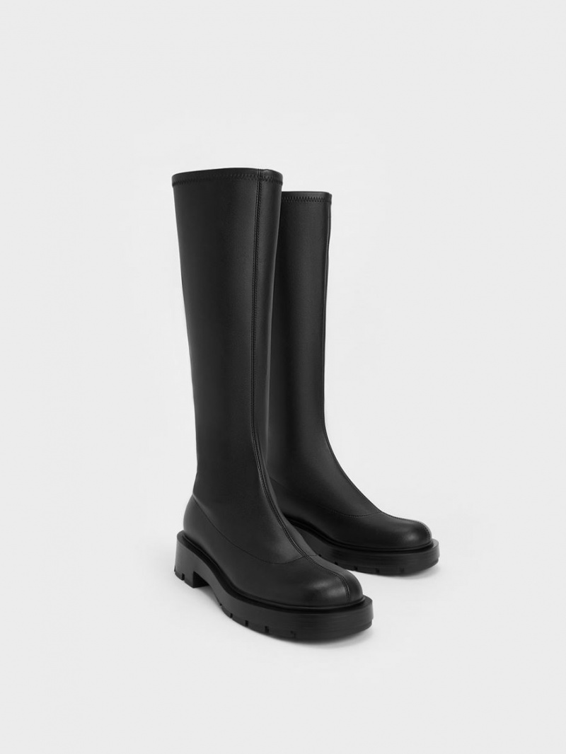 μποτεσ μεχρι το γονατο Charles And Keith Block Heel μαυρα | 64309-DRQC
