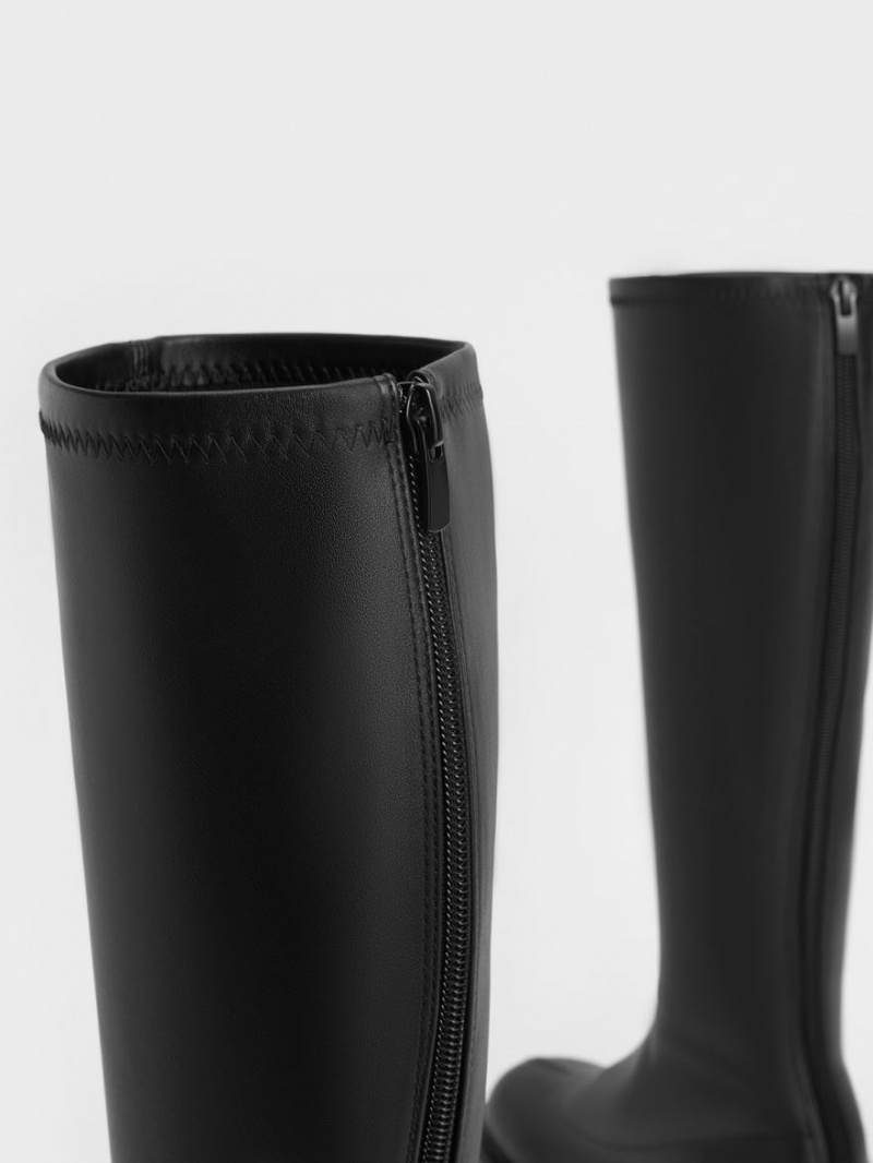 μποτεσ μεχρι το γονατο Charles And Keith Block Heel μαυρα | 64309-DRQC