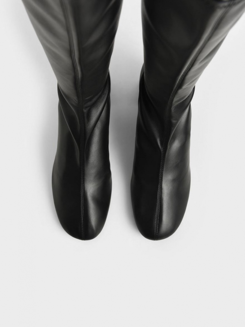 μποτεσ μεχρι το γονατο Charles And Keith Block Heel μαυρα | 89761-PVZO