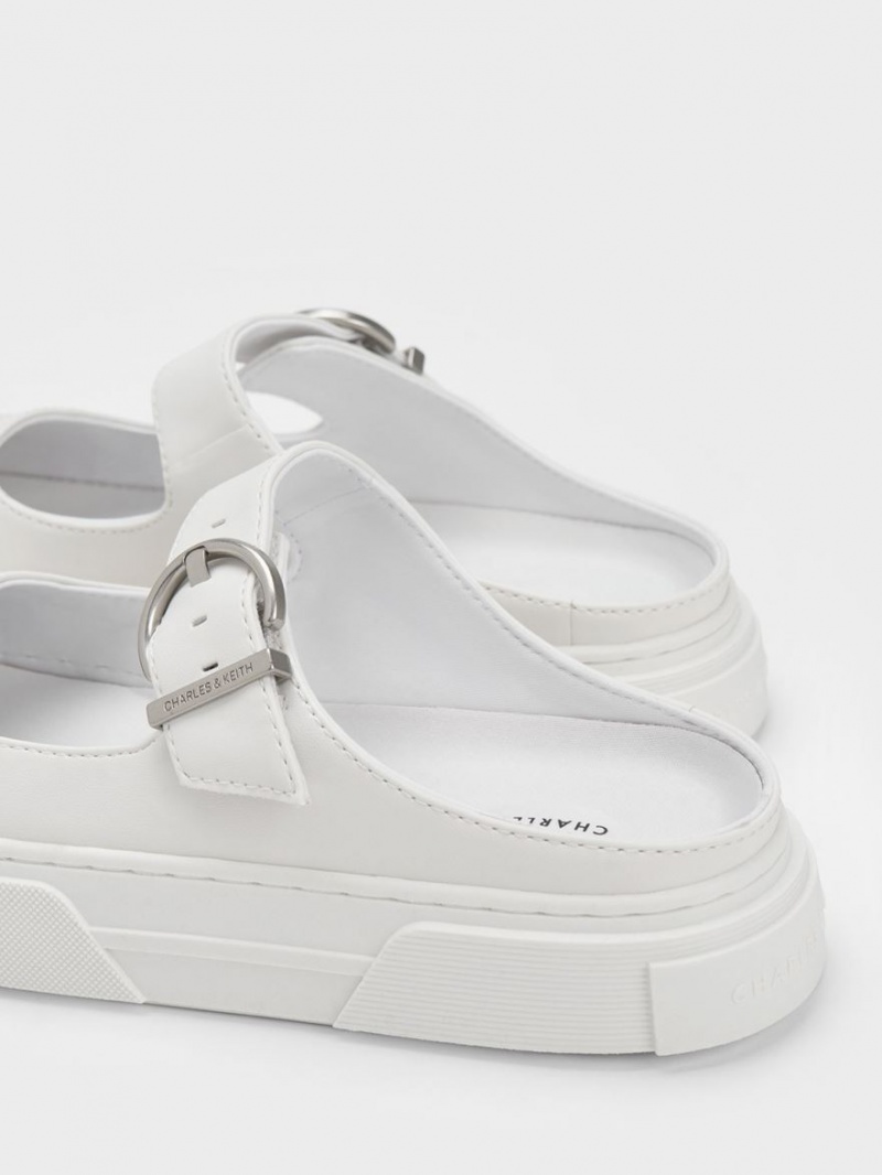 Αθλητικα Παπουτσια χωρισ Κορδονια Charles And Keith Buckled ασπρα | 29856-VWCD