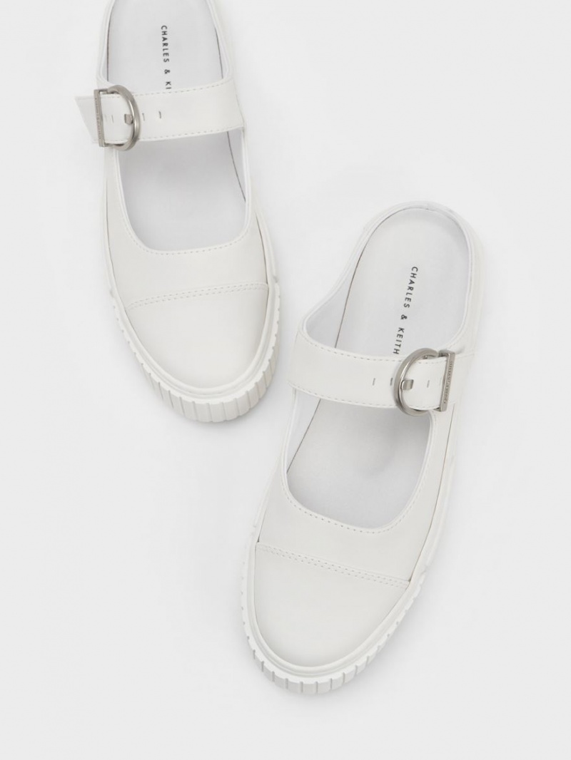 Αθλητικα Παπουτσια χωρισ Κορδονια Charles And Keith Buckled ασπρα | 29856-VWCD