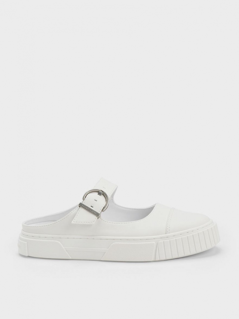 Αθλητικα Παπουτσια χωρισ Κορδονια Charles And Keith Buckled ασπρα | 29856-VWCD