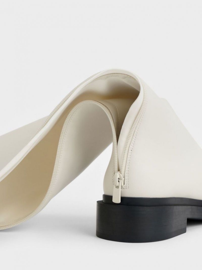 μποτεσ μεχρι το γονατο Charles And Keith Chain-Link Cut-Out ασπρα | 04259-CYTB