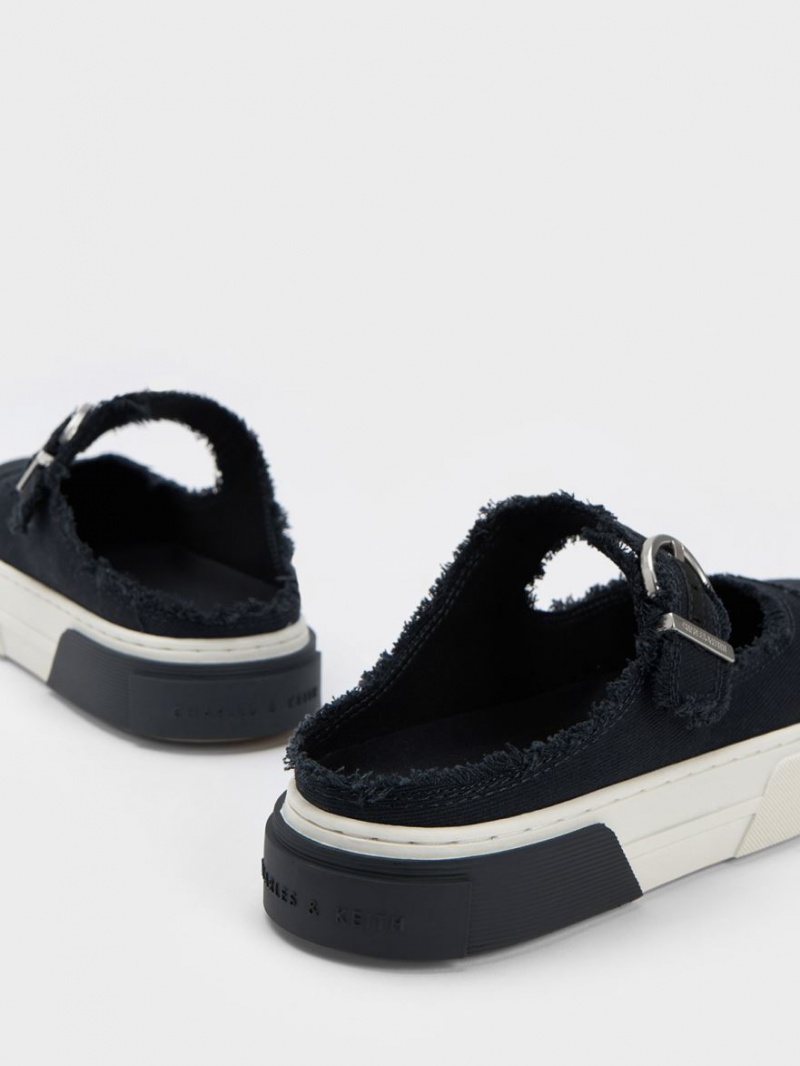 Αθλητικα Παπουτσια χωρισ Κορδονια Charles And Keith Denim Buckled σκούρο μπλε | 52014-JFMT
