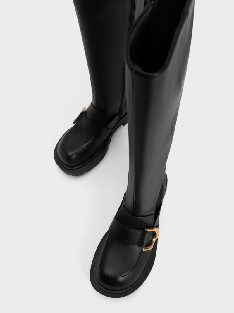 μποτεσ μεχρι το γονατο Charles And Keith Gabine Loafer μαυρα | 79802-XKPR
