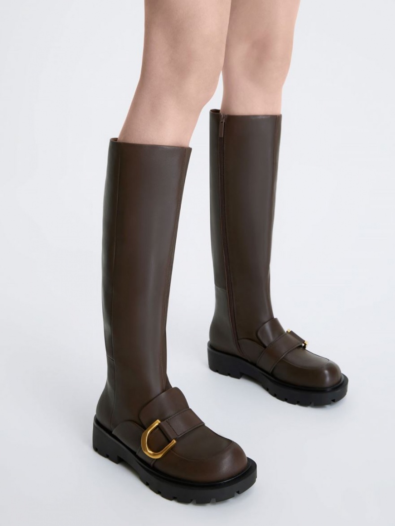 μποτεσ μεχρι το γονατο Charles And Keith Gabine Loafer σκούρο καφε | 92431-YIXO