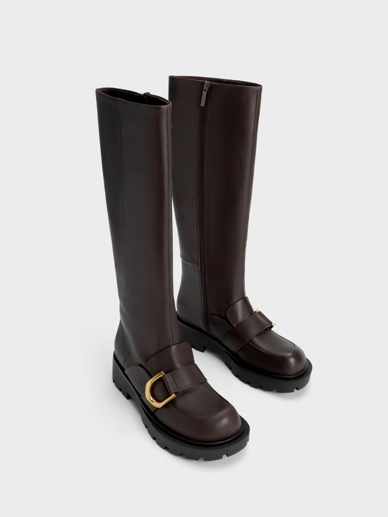 μποτεσ μεχρι το γονατο Charles And Keith Gabine Loafer σκούρο καφε | 92431-YIXO
