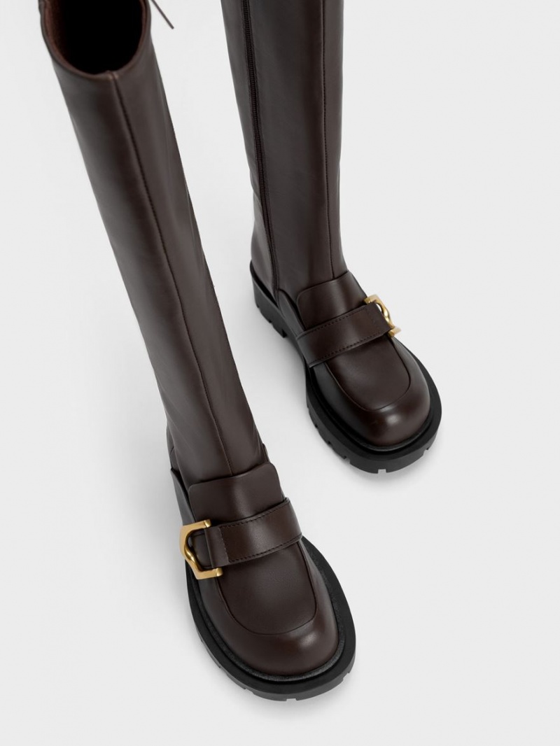 μποτεσ μεχρι το γονατο Charles And Keith Gabine Loafer σκούρο καφε | 92431-YIXO