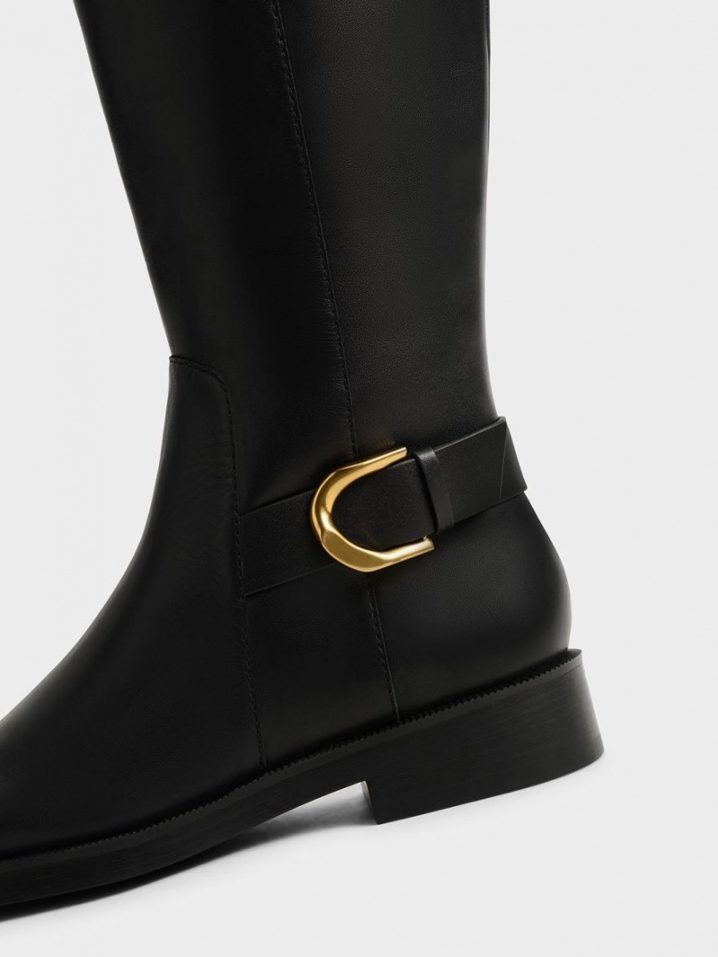 μποτεσ μεχρι το γονατο Charles And Keith Gabine δερματινα μαυρα | 86540-XVUA