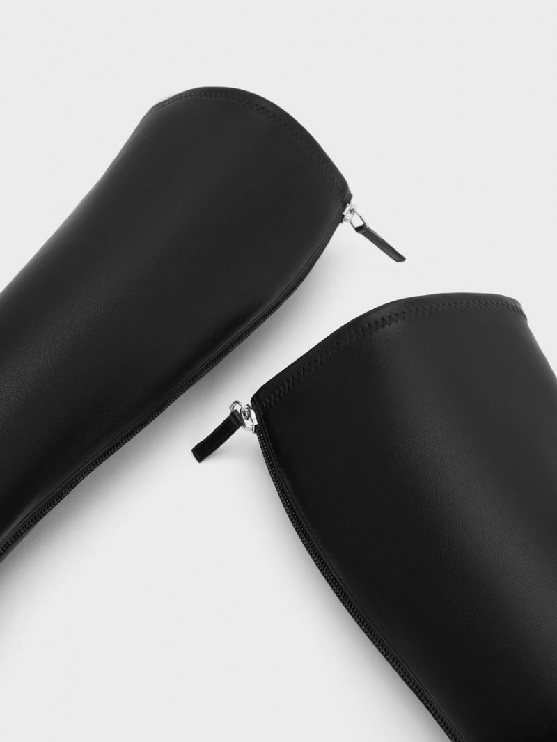 μποτεσ μεχρι το γονατο Charles And Keith Kitten Heel Στρινγκ μαυρα | 67490-OXZM