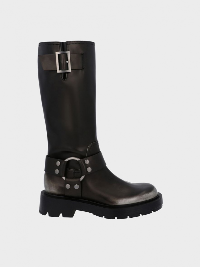 μποτεσ μεχρι το γονατο Charles And Keith Metallic Buckled μαυρα | 71520-NMTX