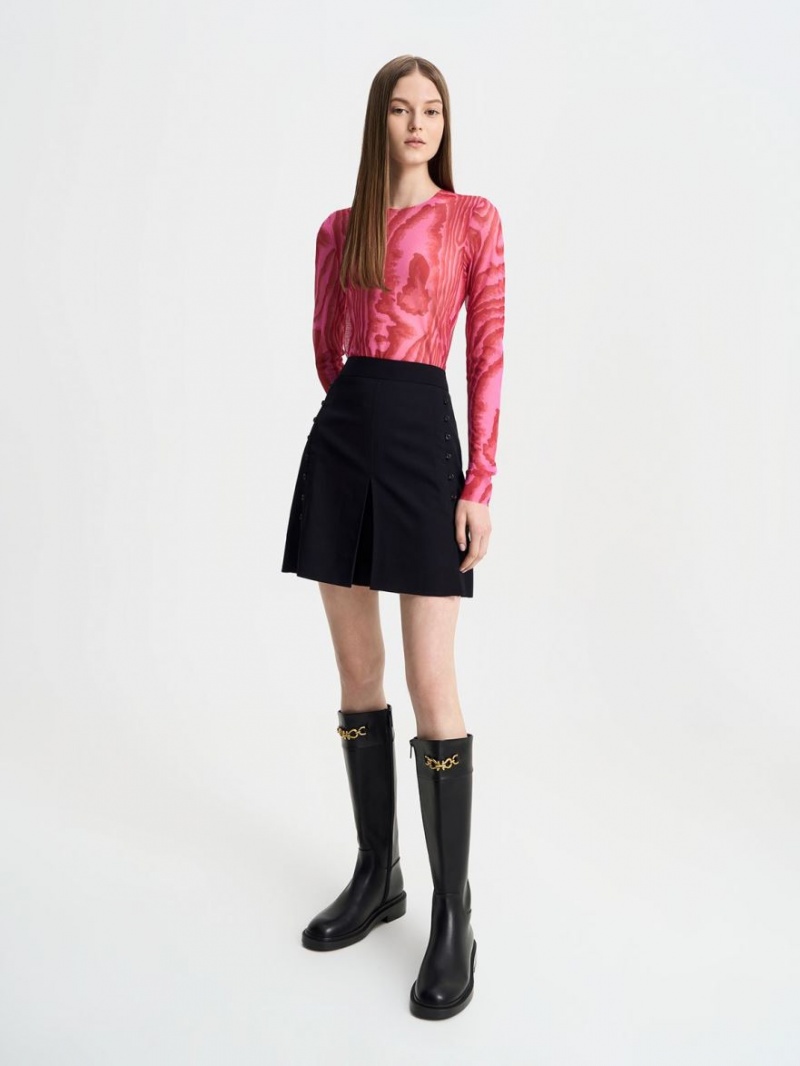 μποτεσ μεχρι το γονατο Charles And Keith Metallic Chain Accent μαυρα | 53127-GJWR