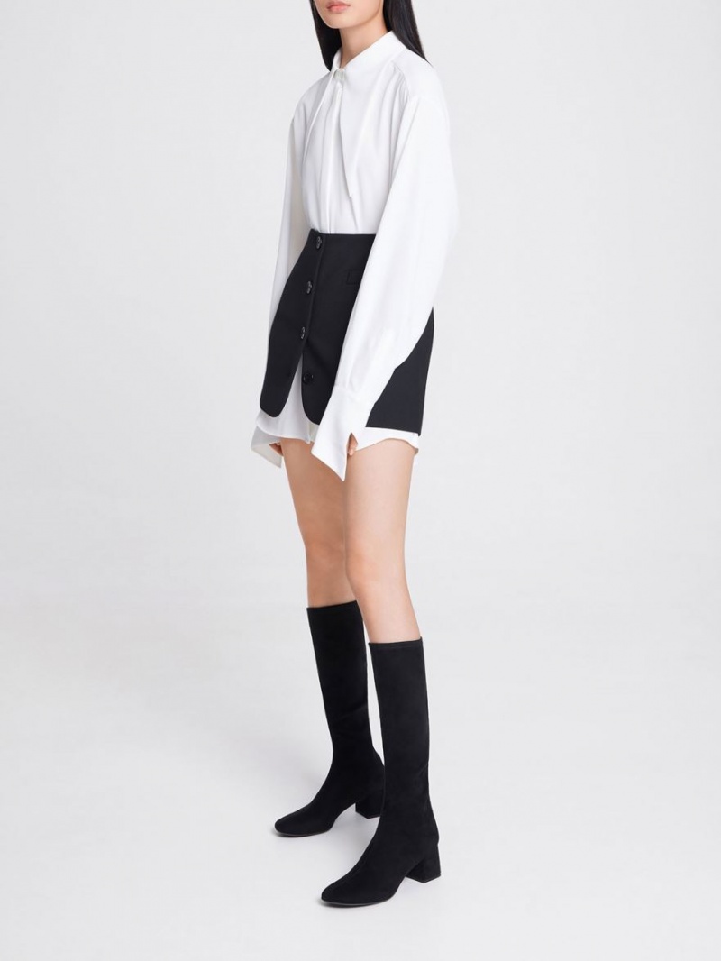 μποτεσ μεχρι το γονατο Charles And Keith Textured Block Heel μαυρα | 59412-ODHZ